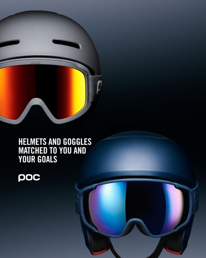 Jistota a styl na svahu začíná u vybavení, které k sobě perfektně ladí - a přilby s brýlemi POC to dokazují na první...
